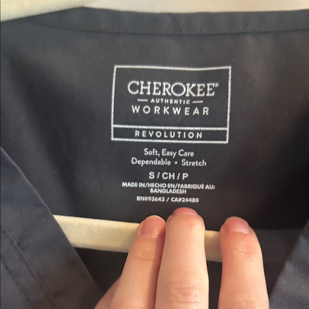 Cherokee Revolution Stretch Scrub Top in Dark Gray